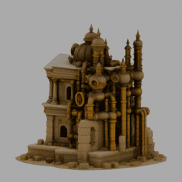 Steampunk Ancient Ruins Building 011 3Dモデルのプレビュー
