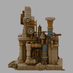 Steampunk Ancient Ruins Building 014 free 3D model preview