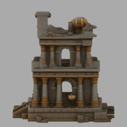 Steampunk Ancient Ruins Building 027 free 3D model preview