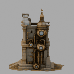 Steampunk Ancient Ruins Building 031 free 3D model preview