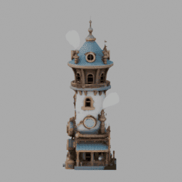 Steampunk Ancient Tower Building 001 free 3D model preview