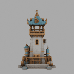 Steampunk Ancient Tower Building 003 free 3D model preview