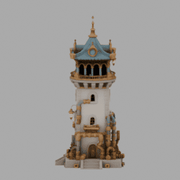Steampunk Ancient Tower Building 004 free 3D model preview