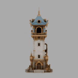 Steampunk Ancient Tower Building 005 free 3D model preview