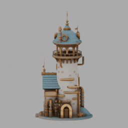 Steampunk Ancient Tower Building 006 free 3D model preview