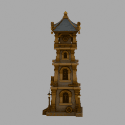 Steampunk Ancient Tower Building 007 free 3D model preview