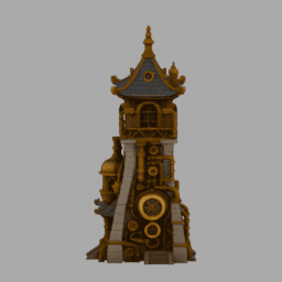 Steampunk Ancient Tower Building 008 free 3D model preview
