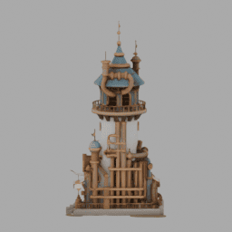 Steampunk Ancient Tower Building 009 free 3D model preview