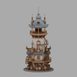 Steampunk Ancient Tower Building 011 free 3D model preview