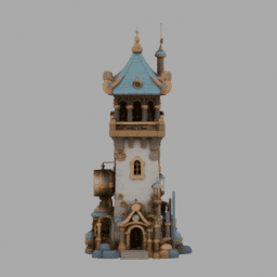 Steampunk Ancient Tower Building 012 free 3D model preview