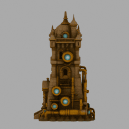 Steampunk Ancient Tower Building 013 free 3D model preview