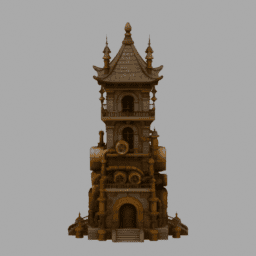 Steampunk Ancient Tower Building 015 free 3D model preview