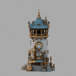 Steampunk Ancient Tower Building 016 free 3D model preview