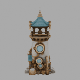 Steampunk Ancient Tower Building 017 free 3D model preview
