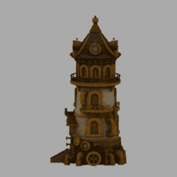 Steampunk Ancient Tower Building 018 free 3D model preview