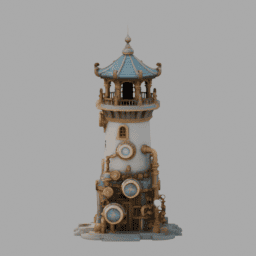 Steampunk Ancient Tower Building 019 free 3D model preview