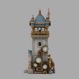 Steampunk Ancient Tower Building 020 free 3D model preview