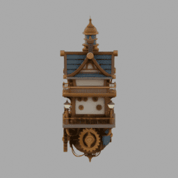 Steampunk Floating GearHouse Building 005 free 3D model preview