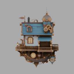 Steampunk Floating House 002 free 3D model preview