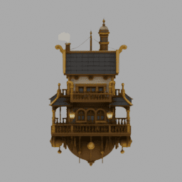 Steampunk Floating House 004 free 3D model preview
