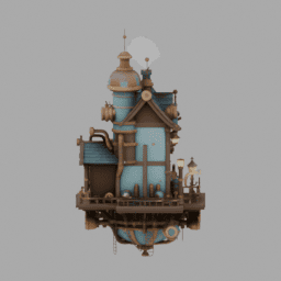 Steampunk Floating House 005 free 3D model preview