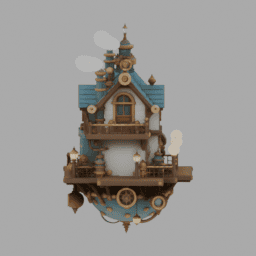 Steampunk Floating House 006 free 3D model preview