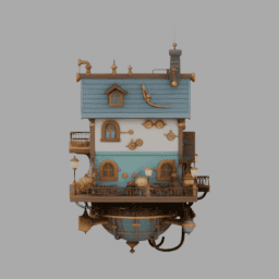 Steampunk Floating House 007 free 3D model preview
