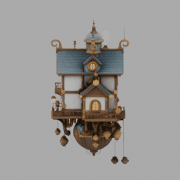 Steampunk Floating House 009 free 3D model preview