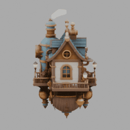 Steampunk Floating House 010 free 3D model preview