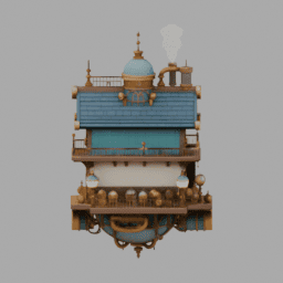 Steampunk Floating House 011 free 3D model preview