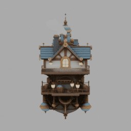 Steampunk Floating House 012 free 3D model preview