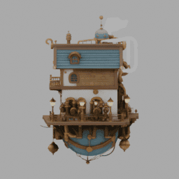 Steampunk Floating House 016 free 3D model preview