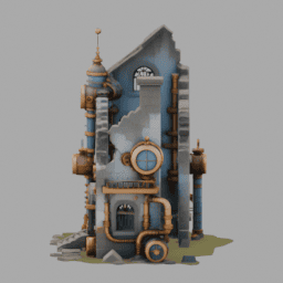 Steampunk Ruins Building 001 free 3D model preview