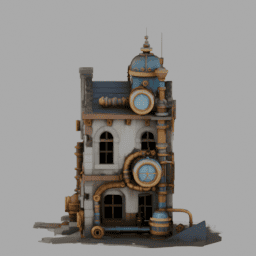 Steampunk Ruins Building 002 free 3D model preview