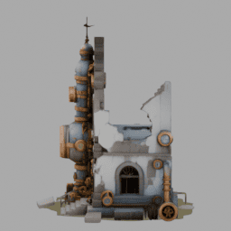 Steampunk Ruins Building 003 free 3D model preview