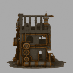 Steampunk Ruins Building 004 free 3D model preview