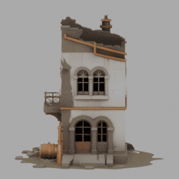 Steampunk Ruins Building 005 free 3D model preview
