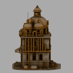 Steampunk Ruins Building 006 free 3D model preview