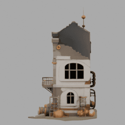 Steampunk Ruins Building 009 free 3D model preview