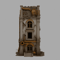 Steampunk Ruins Building 010 free 3D model preview