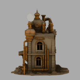 Steampunk Ruins Building 012 free 3D model preview