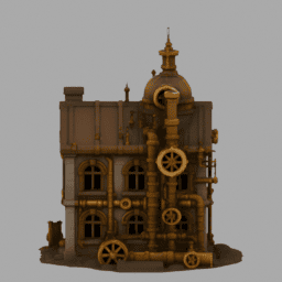 Steampunk Ruins Building 013 free 3D model preview