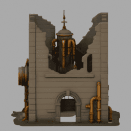 Steampunk Ruins Building 014 free 3D model preview