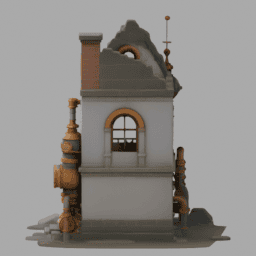 Steampunk Ruins Building 015 free 3D model preview