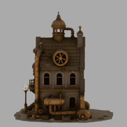 Steampunk Ruins Building 016 free 3D model preview