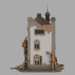 Steampunk Ruins Building 017 free 3D model preview