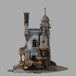 Steampunk Ruins Building 018 free 3D model preview