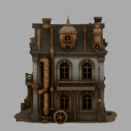 Steampunk Ruins Building 021 free 3D model preview