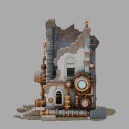 Steampunk Ruins Building 023 free 3D model preview