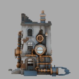 Steampunk Ruins Building 024 free 3D model preview